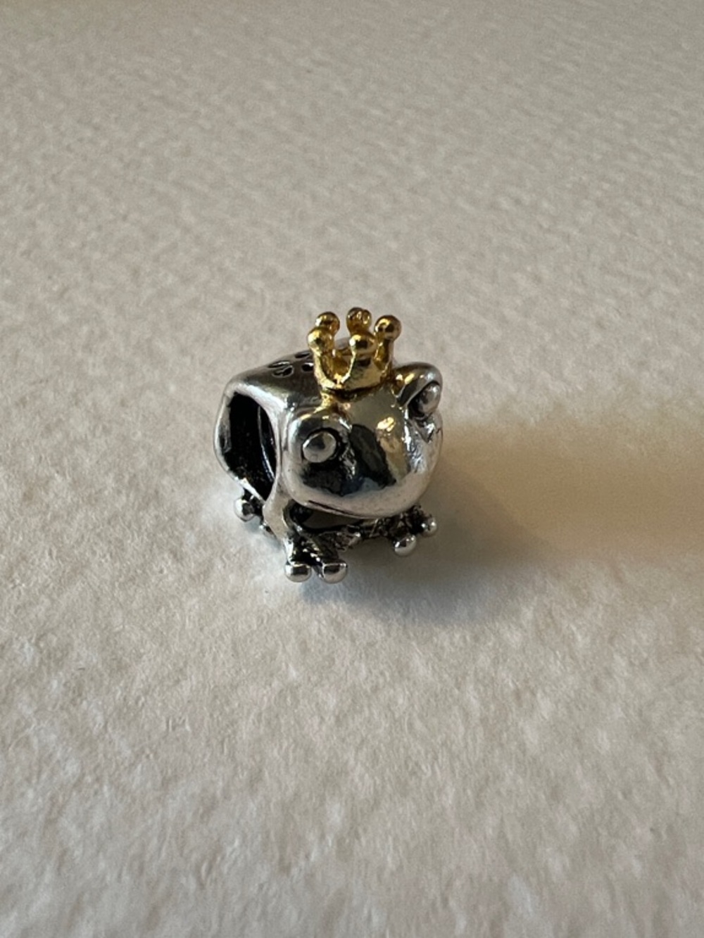 Pandora Sterling Silver Frog Prince Charm with 14k Gold Crown - Women’s Jewelry